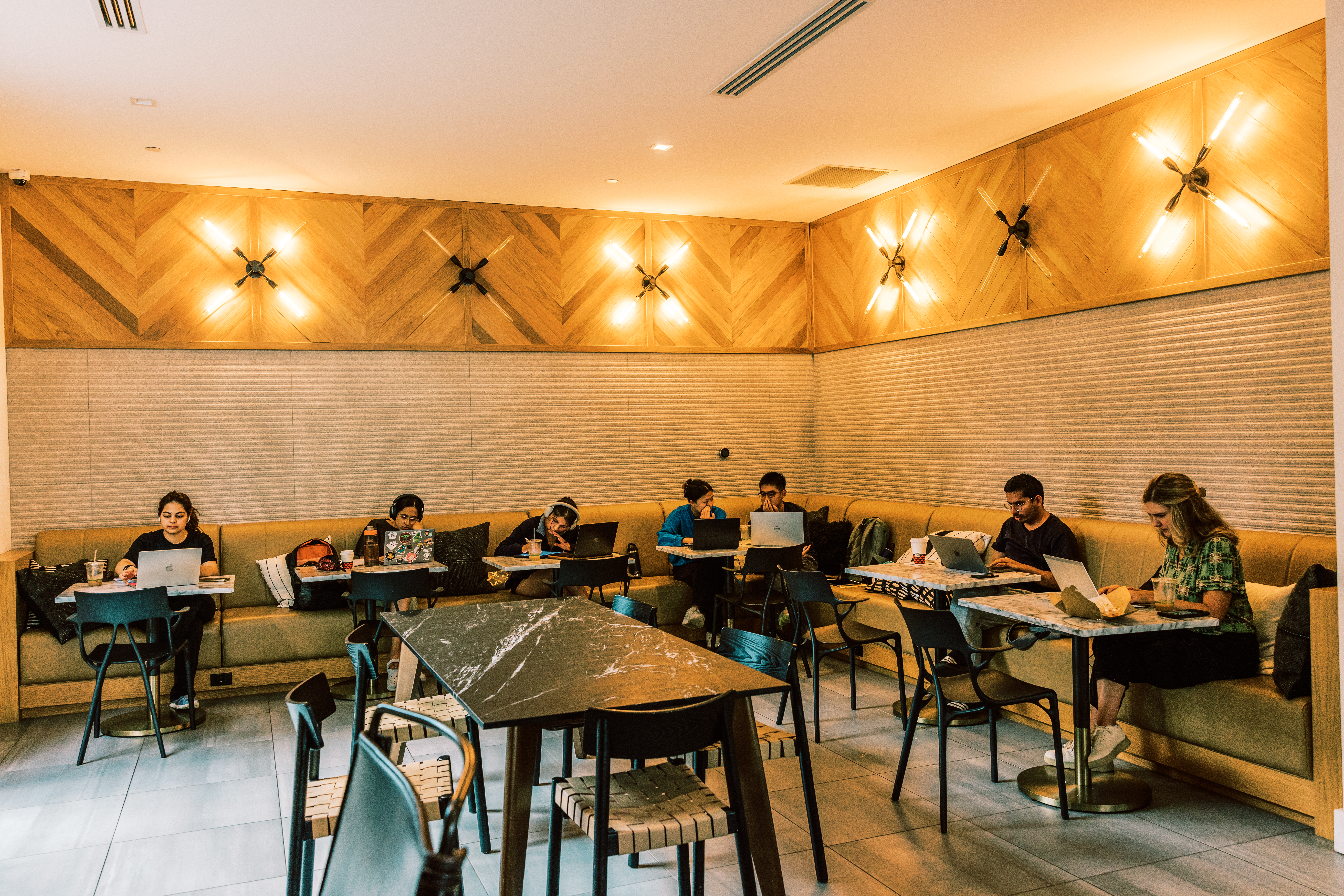 Community table at LOTH Spring St coffee shop Atlanta
