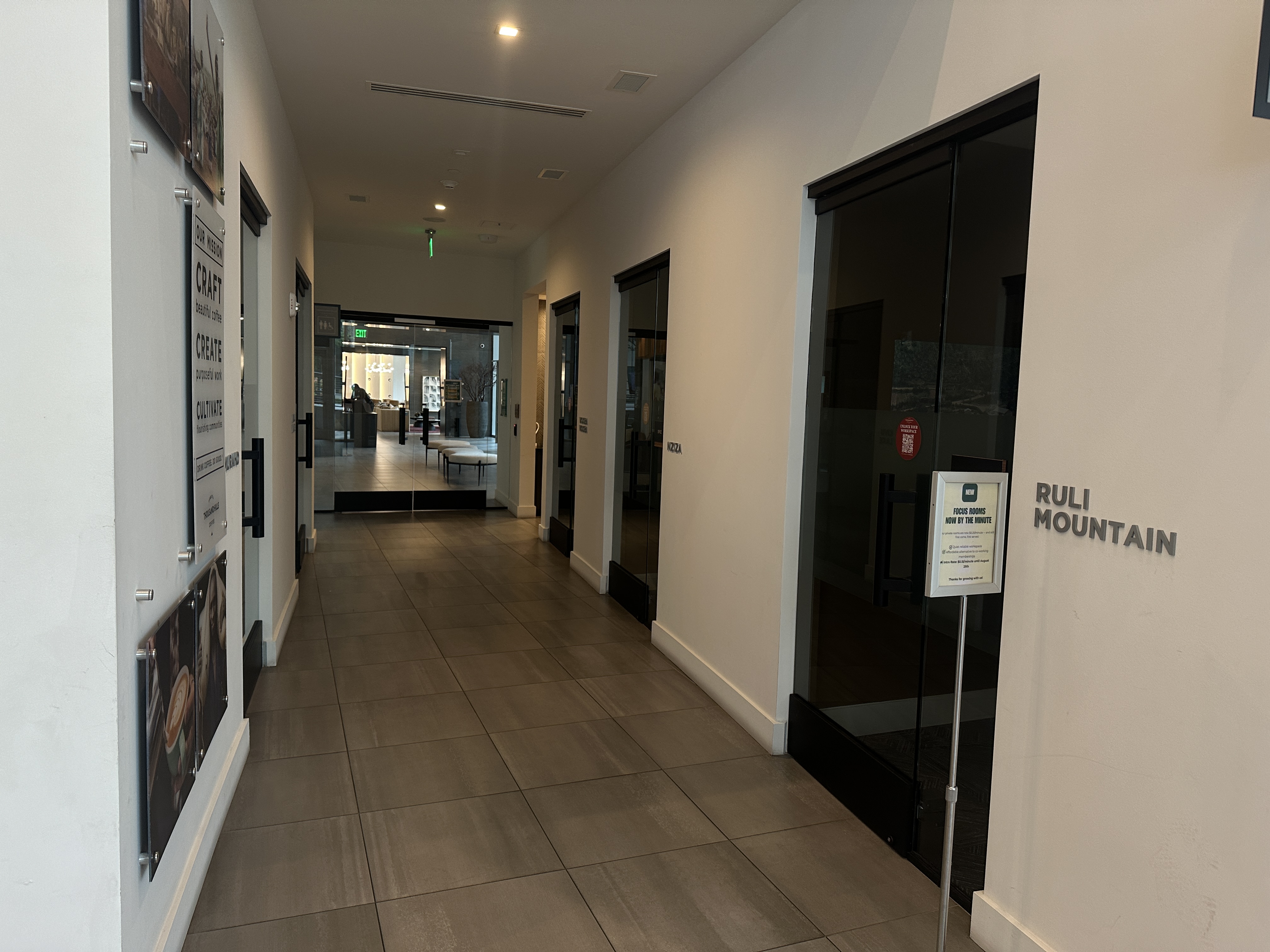 Comfortable seating in private workspace pod Atlanta