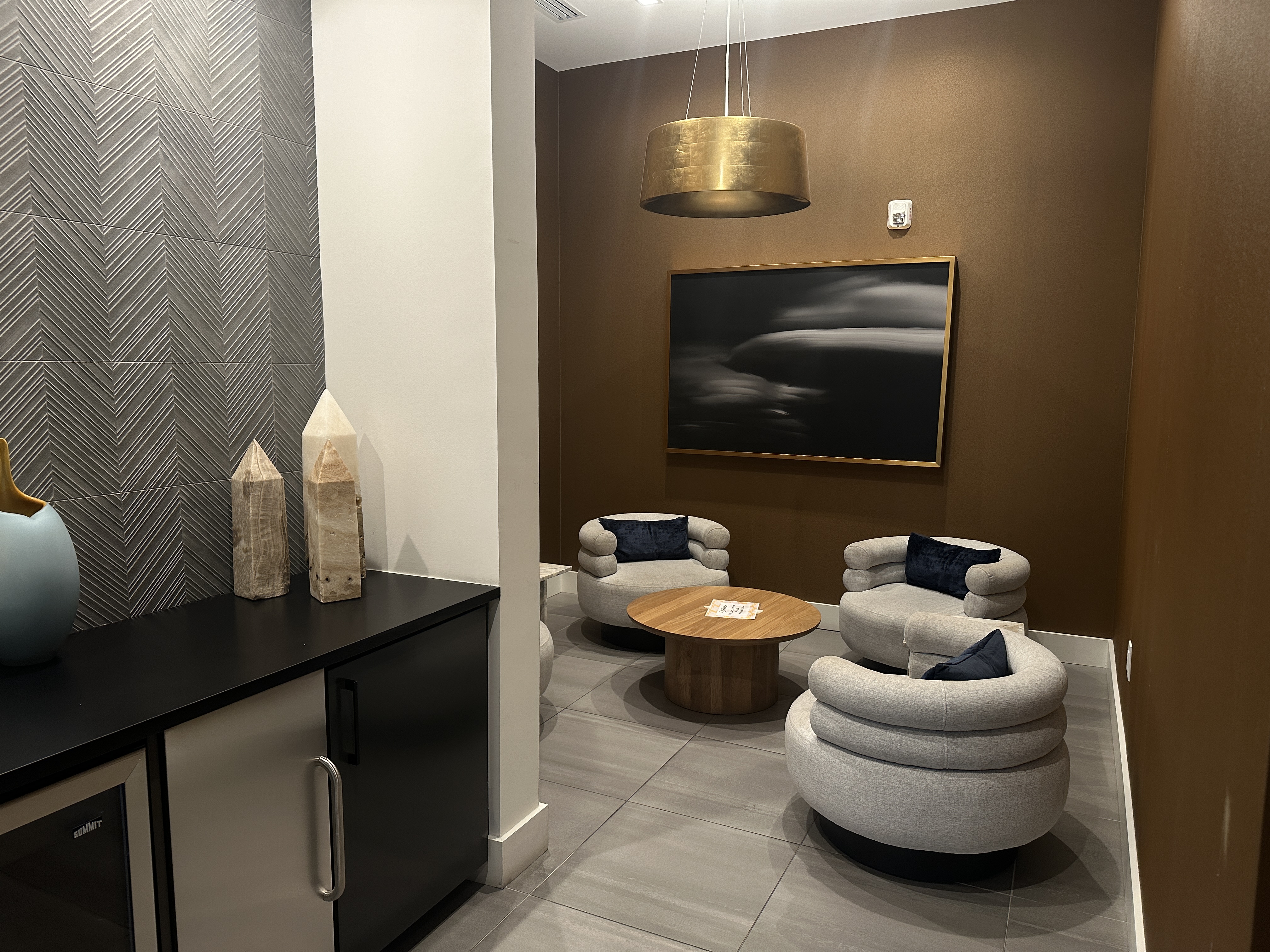 Cozy seating nook for groups at Atlanta coffee shop